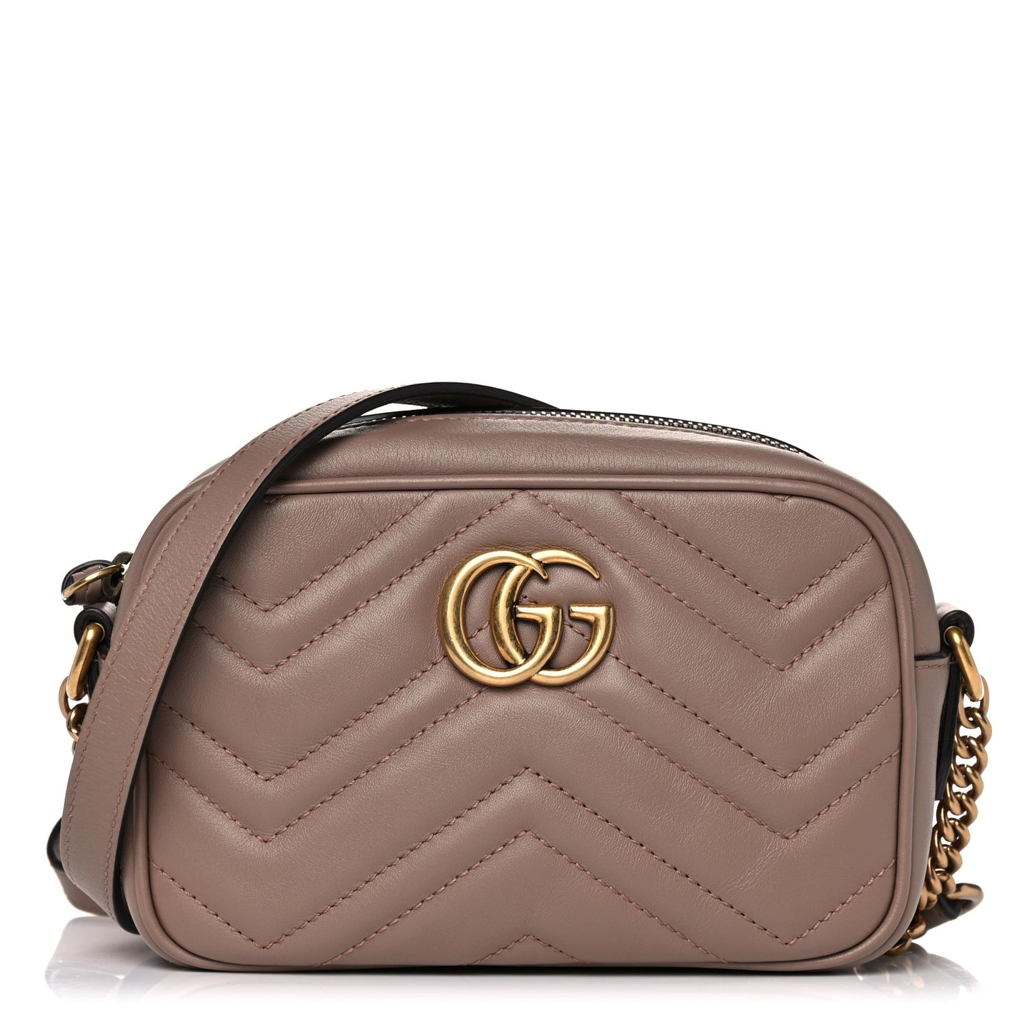 Calfskin Matelasse Mini GG Marmont Chain Shoulder Bag Porcelain Rose