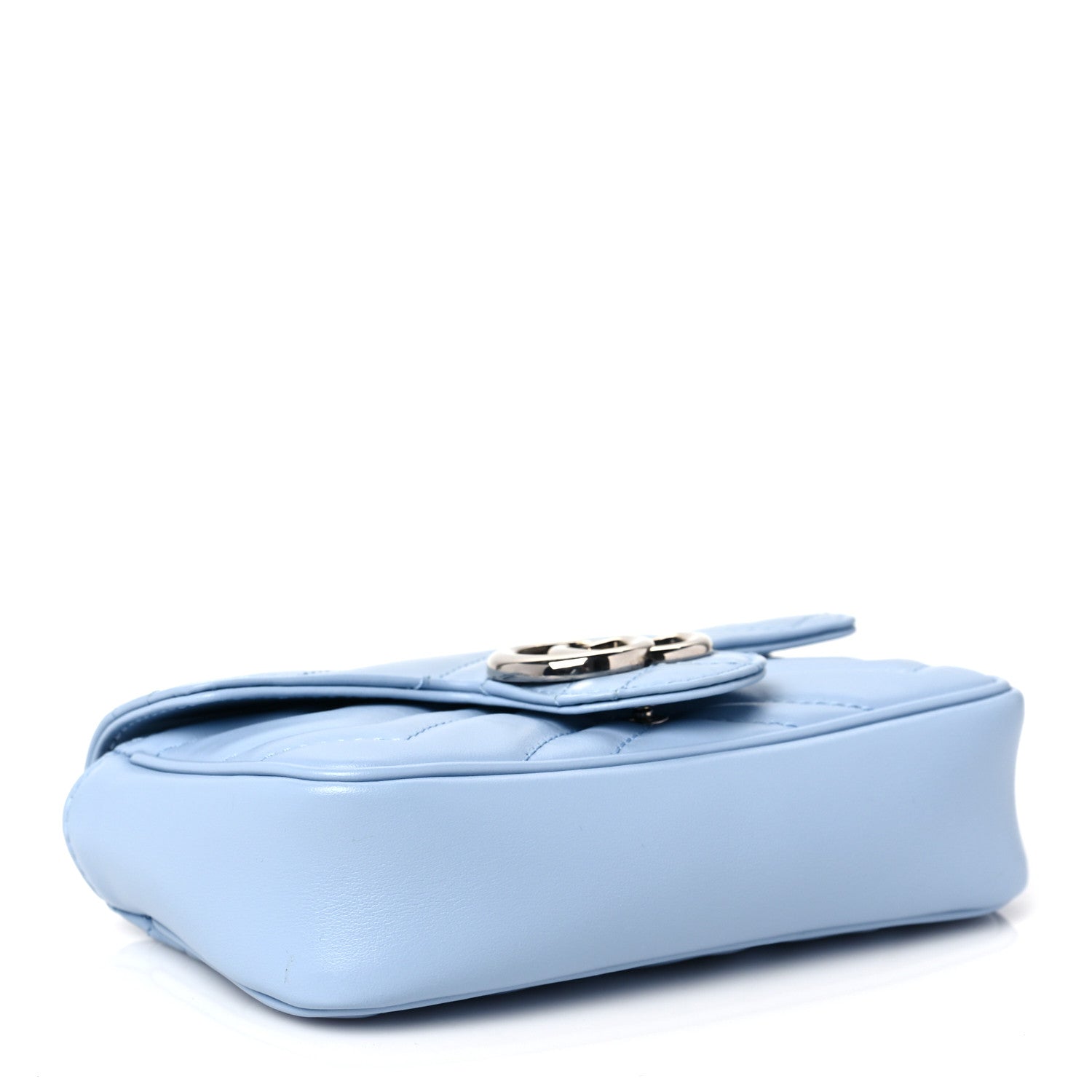 Gucci Calfskin Matelasse Super Mini GG Marmont Shoulder Bag Porcelain Light Blue 4 of 8