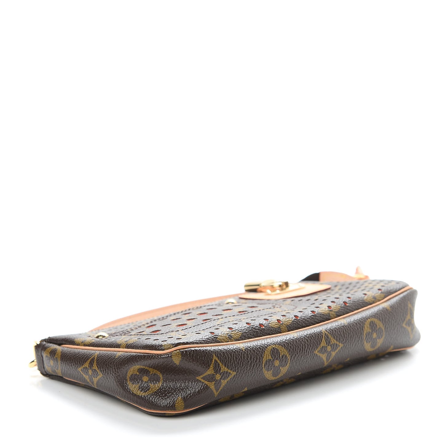 Monogram Perforated Pochette Accessories Bag Orange