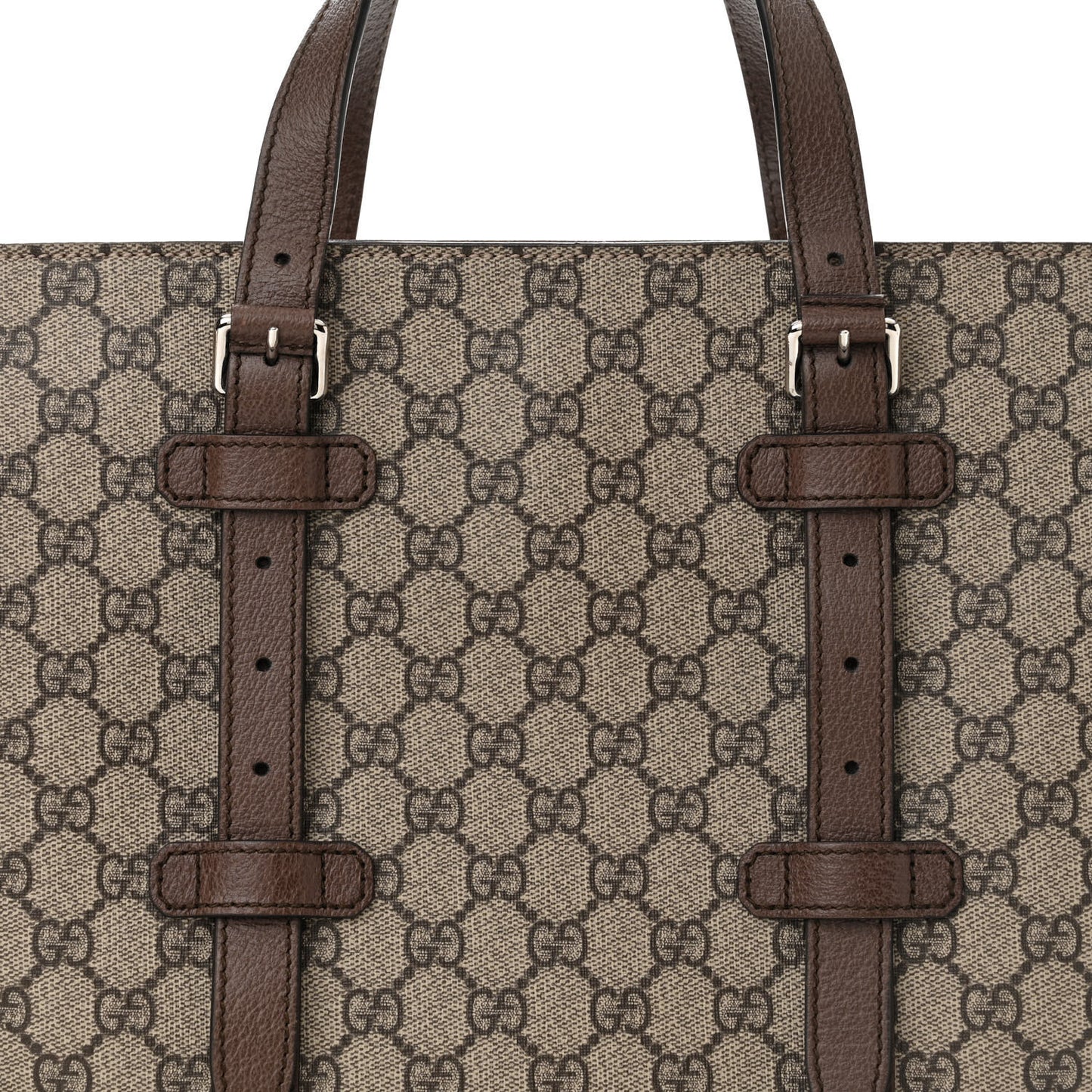 GG Supreme Monogram Textured Dollar Calfskin Small Detail Tote Beige Ebony New Acero