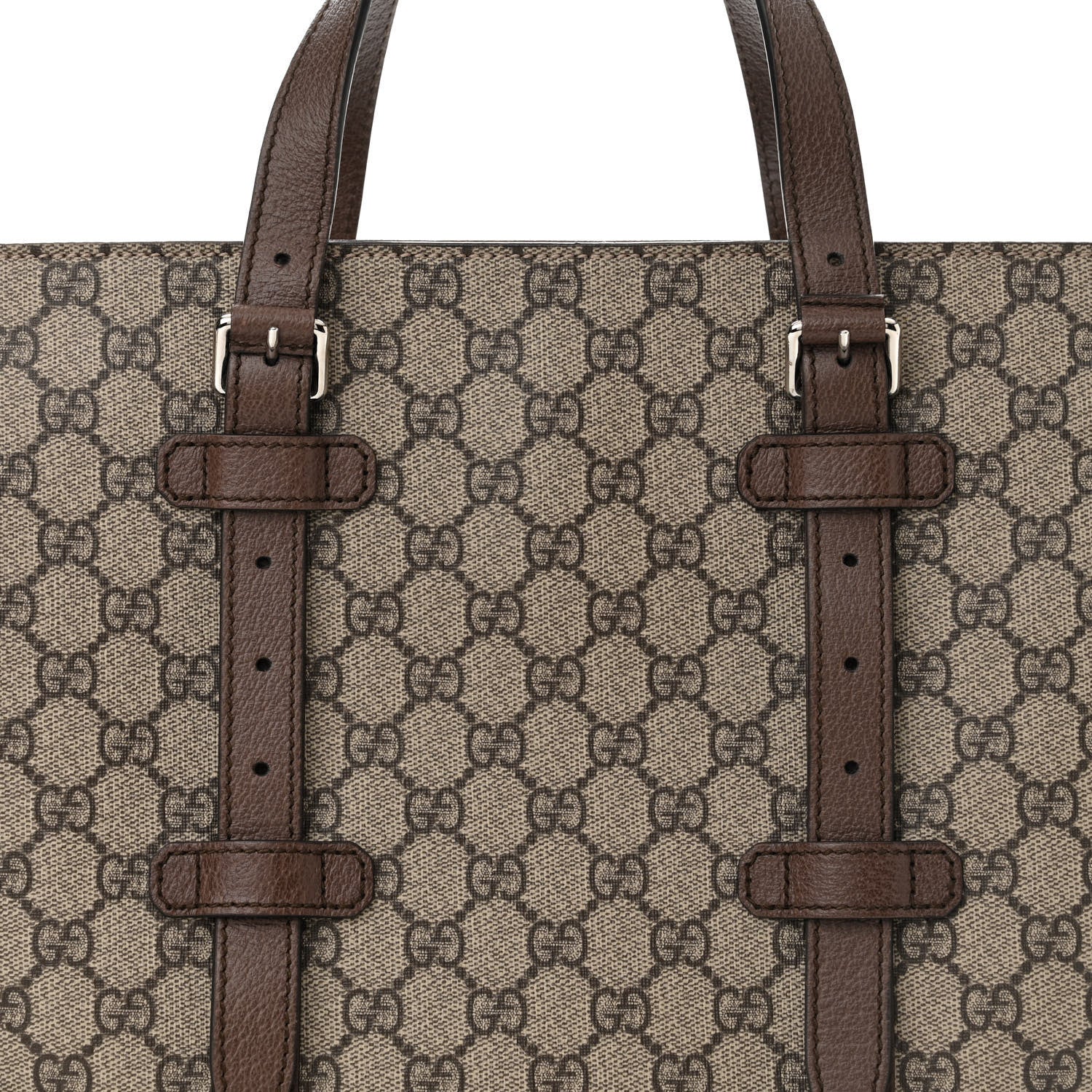 Gucci GG Supreme Monogram Textured Dollar Calfskin Small Detail Tote Beige Ebony New Acero 8 of 12