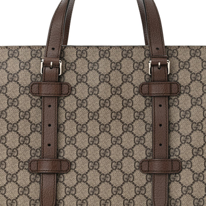 Gucci GG Supreme Monogram Textured Dollar Calfskin Small Detail Tote Beige Ebony New Acero 8 of 12