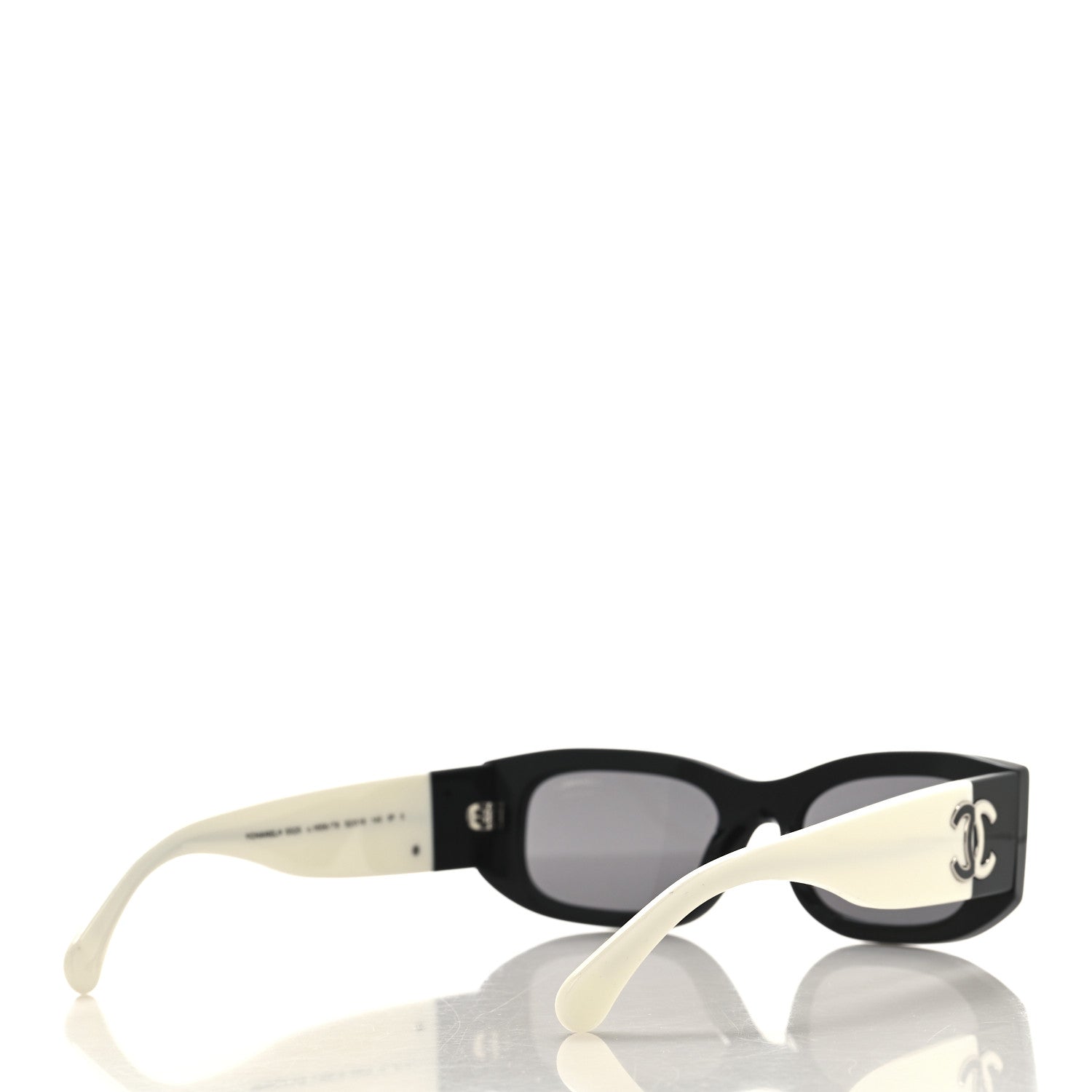 Chanel Acetate Polarized Rectangle Sunglasses 5525 Black White 4 of 7