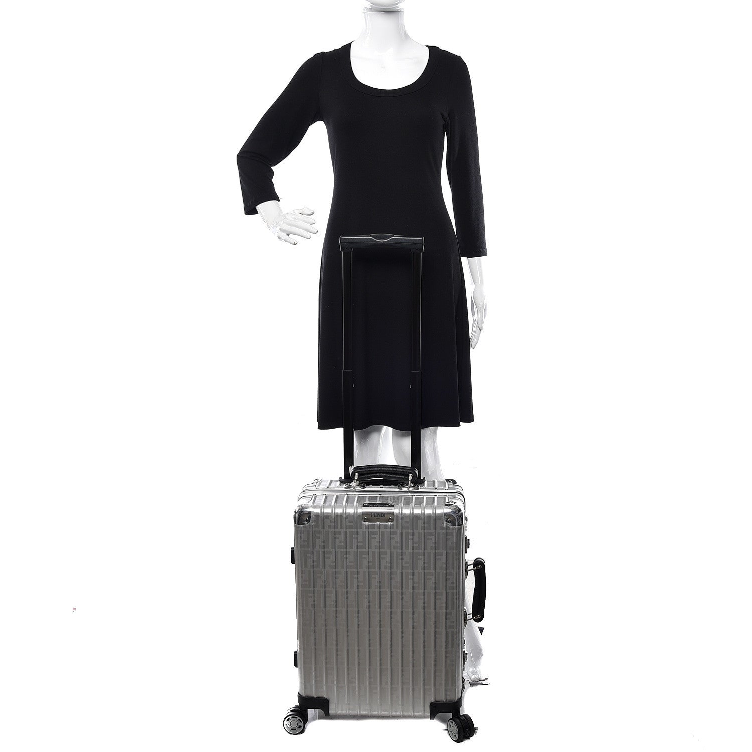 Fendi X RIMOWA Aluminum FF Print Roll Away Carry On Luggage Silver 2 of 14