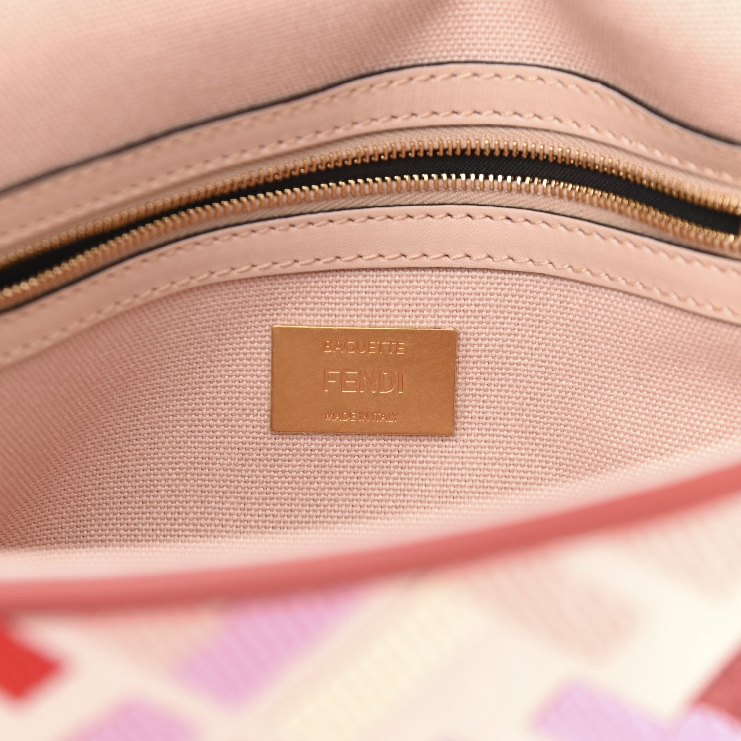 Fendi Canvas Vitello King FF Embroidered Baguette Rosa Quarzo Bloody Mary Multicolor 6 of 10