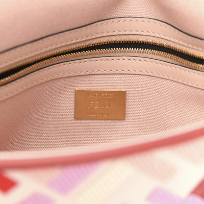 Fendi Canvas Vitello King FF Embroidered Baguette Rosa Quarzo Bloody Mary Multicolor 6 of 10