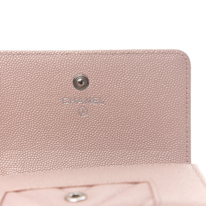 Chanel Metallic Caviar Chevron Quilted Vintage Mademoiselle Flap Card Holder Pink 5 of 8