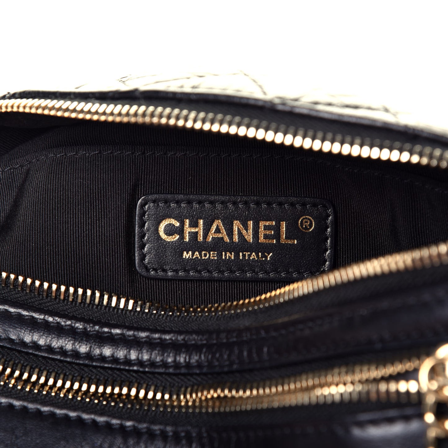 Aged Calfskin Quilted Waist Bag With Coin Purse Black
