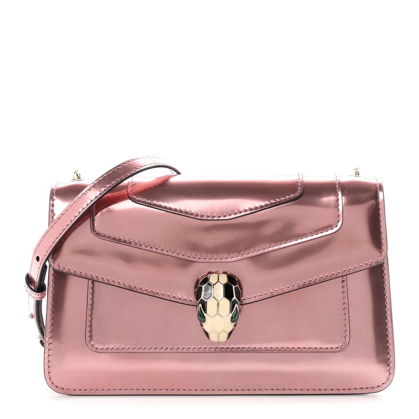 Metallic Calfskin Serpenti Forever Crossbody Bag Rose Quartz