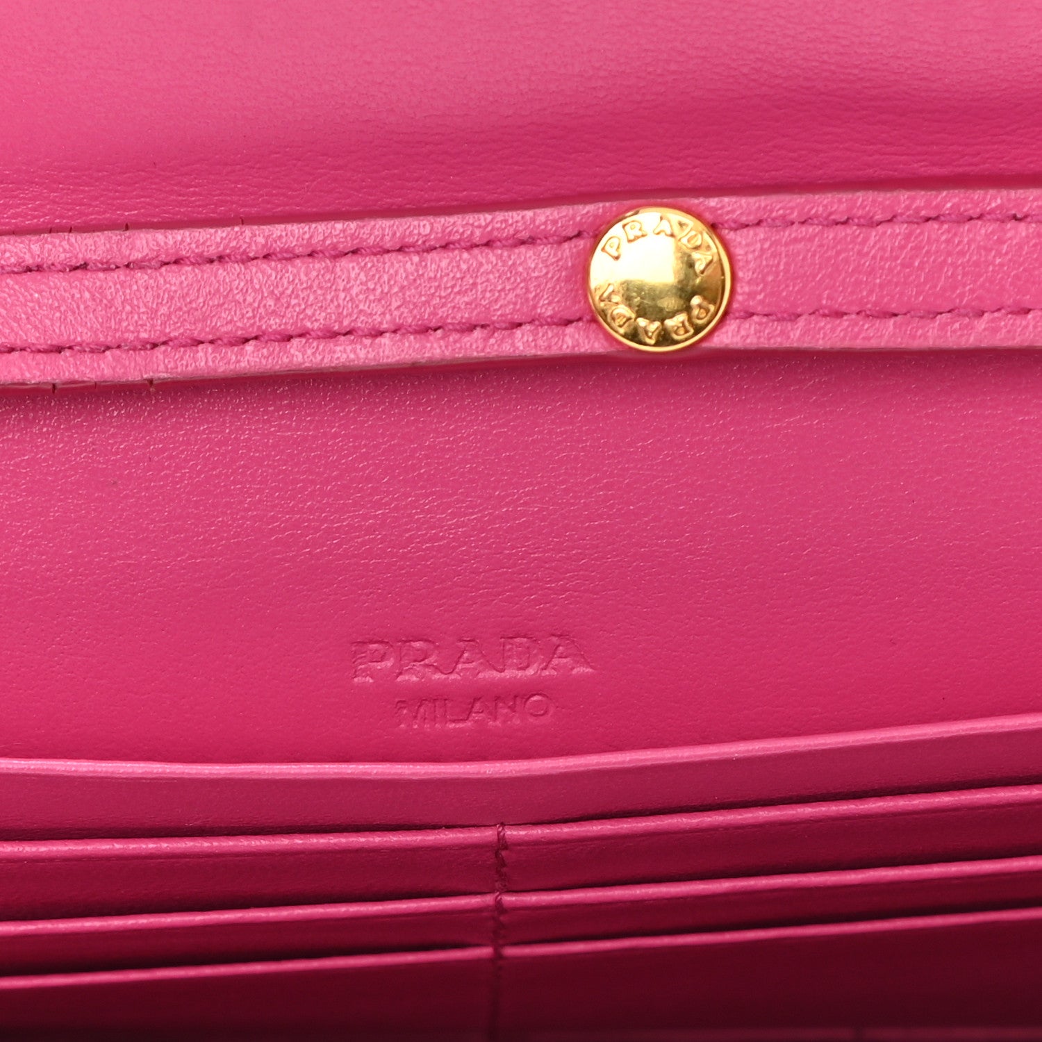 Prada Soft Calfskin Quilted Chain Wallet Fuxia 6 of 10