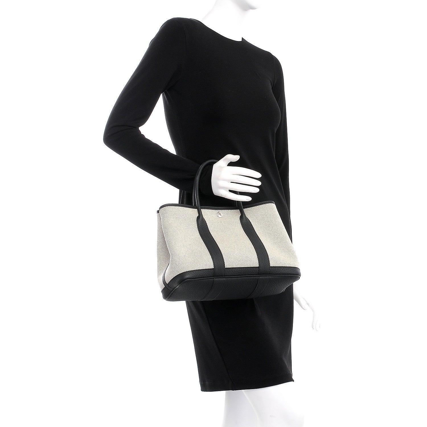 Hermes Twill H Negonda Garden Party 30 TPM Tote Ecru Black 2 of 7