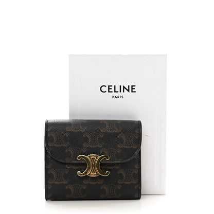 Celine Triomphe Canvas Small Triomphe Wallet Tan 3 of 8