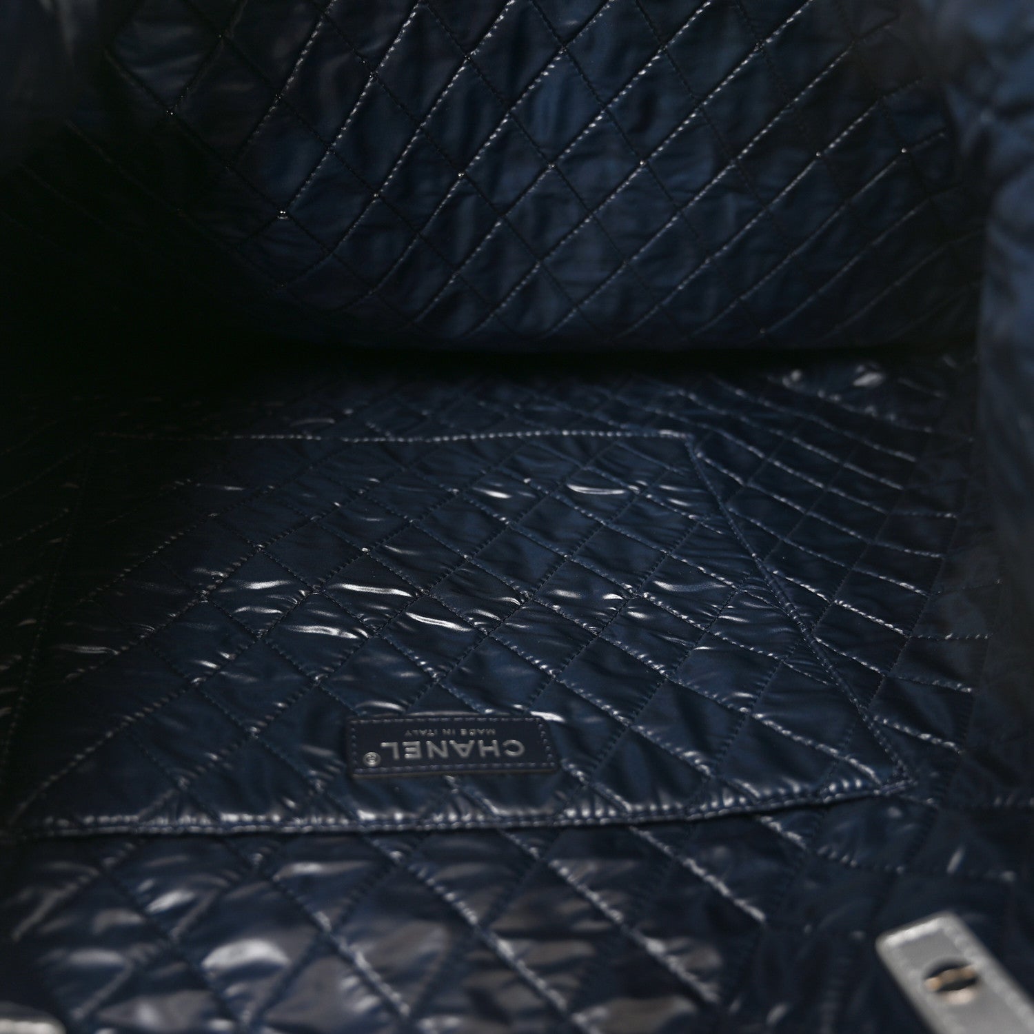 Chanel Nylon Cat Emoticon Tote Navy Silver 6 of 11