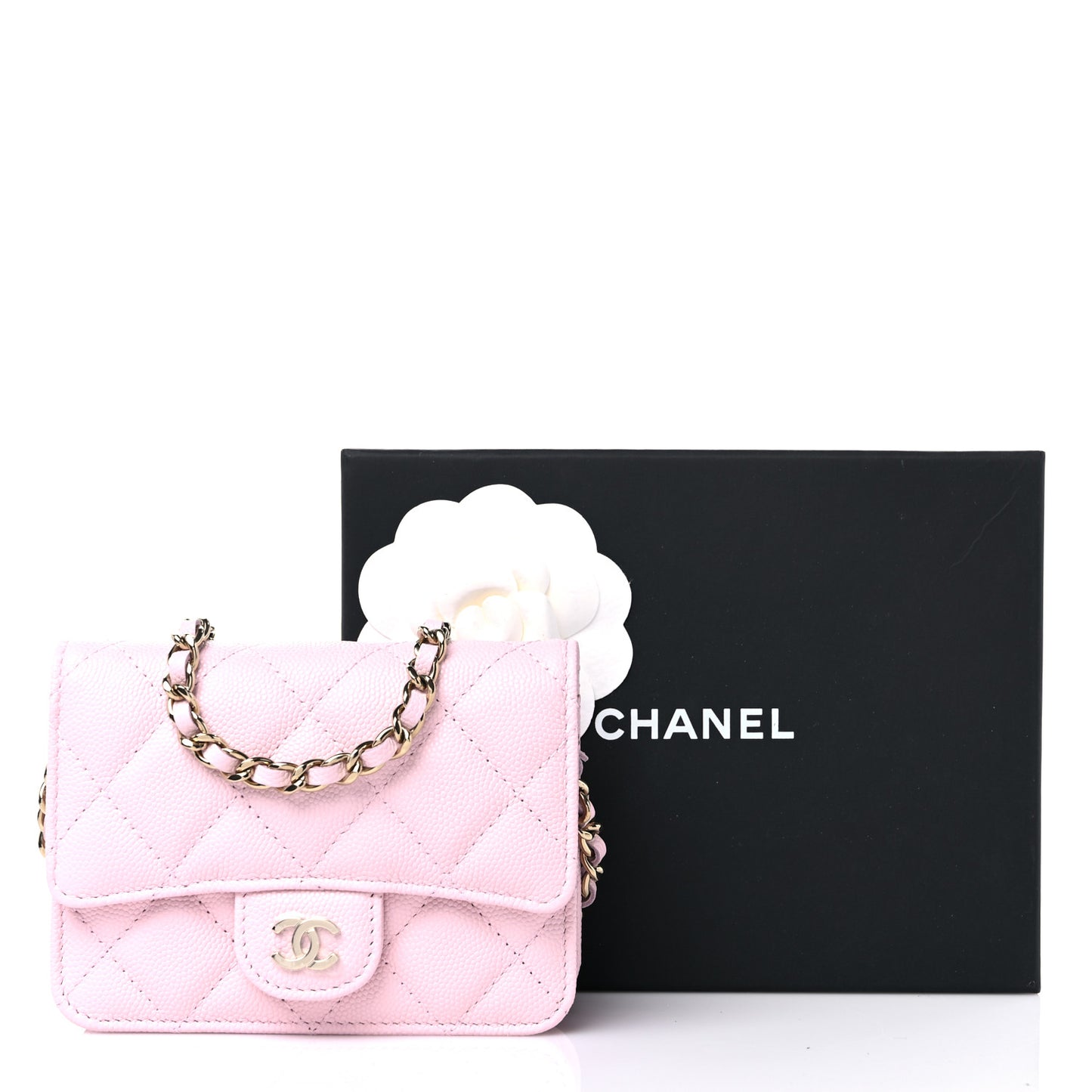 Caviar Quilted Mini Chain Bag Pink
