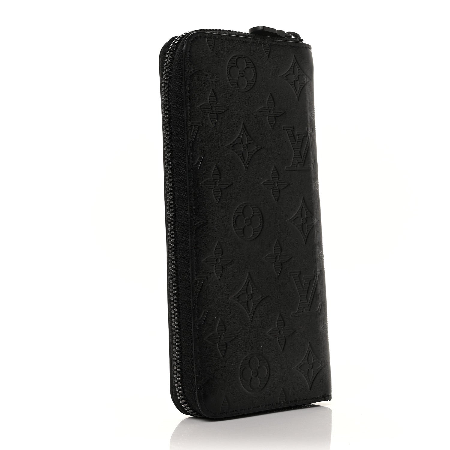 Louis Vuitton Calfskin Monogram Shadow Vertical Zippy Wallet Black 3 of 8