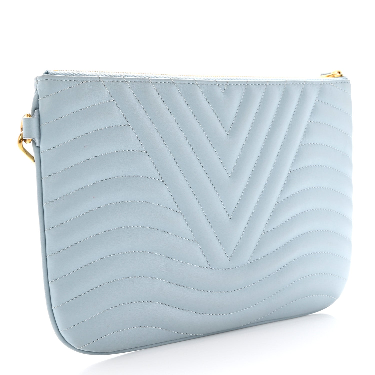 Louis Vuitton Calfskin New Wave Zipped Pochette Porcelain Blue 3 of 7