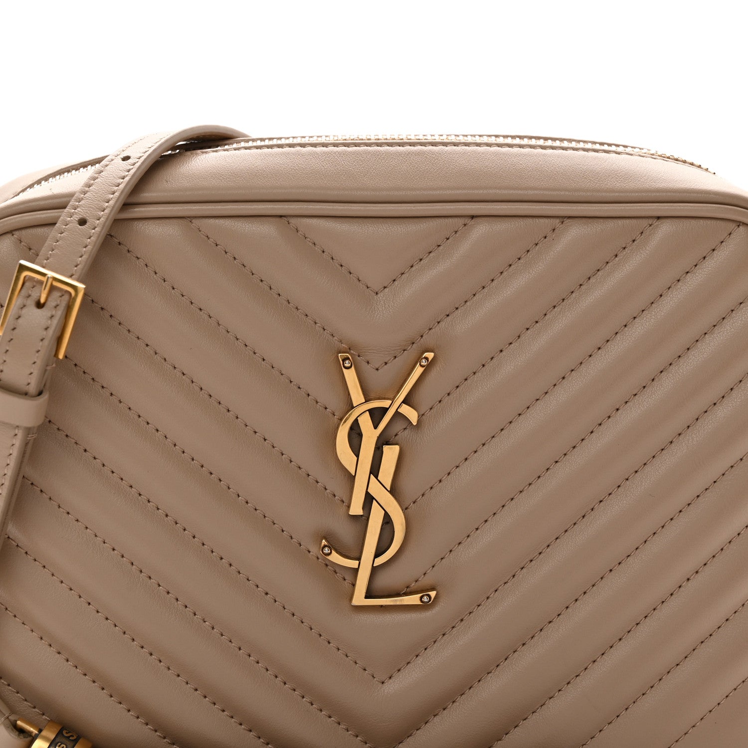 Saint Laurent Calfskin Matelasse Monogram Lou Camera Bag Dark Latte 8 of 12