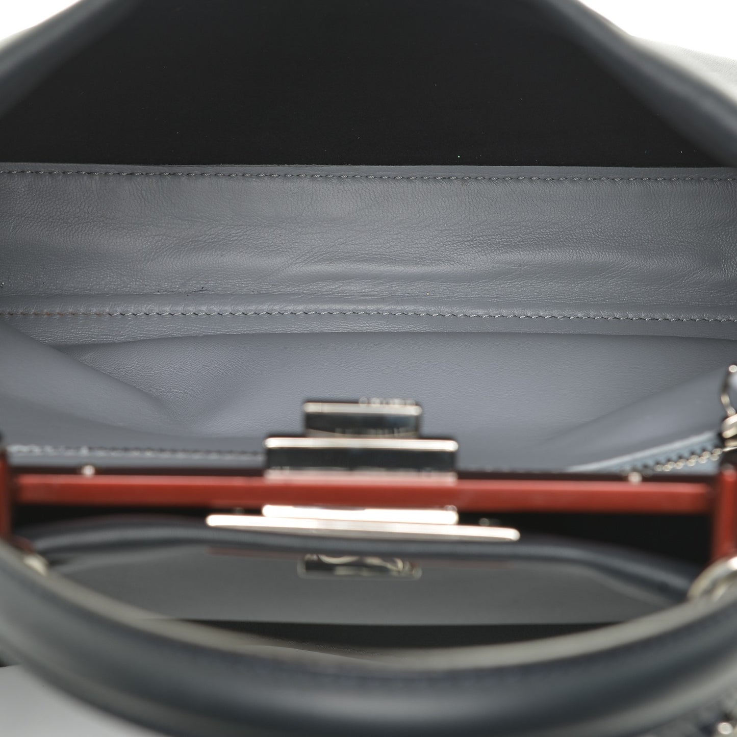 Vitello Seta Shiny Nappa Medium Peekaboo Iconic Satchel Blue Notte Ardesia