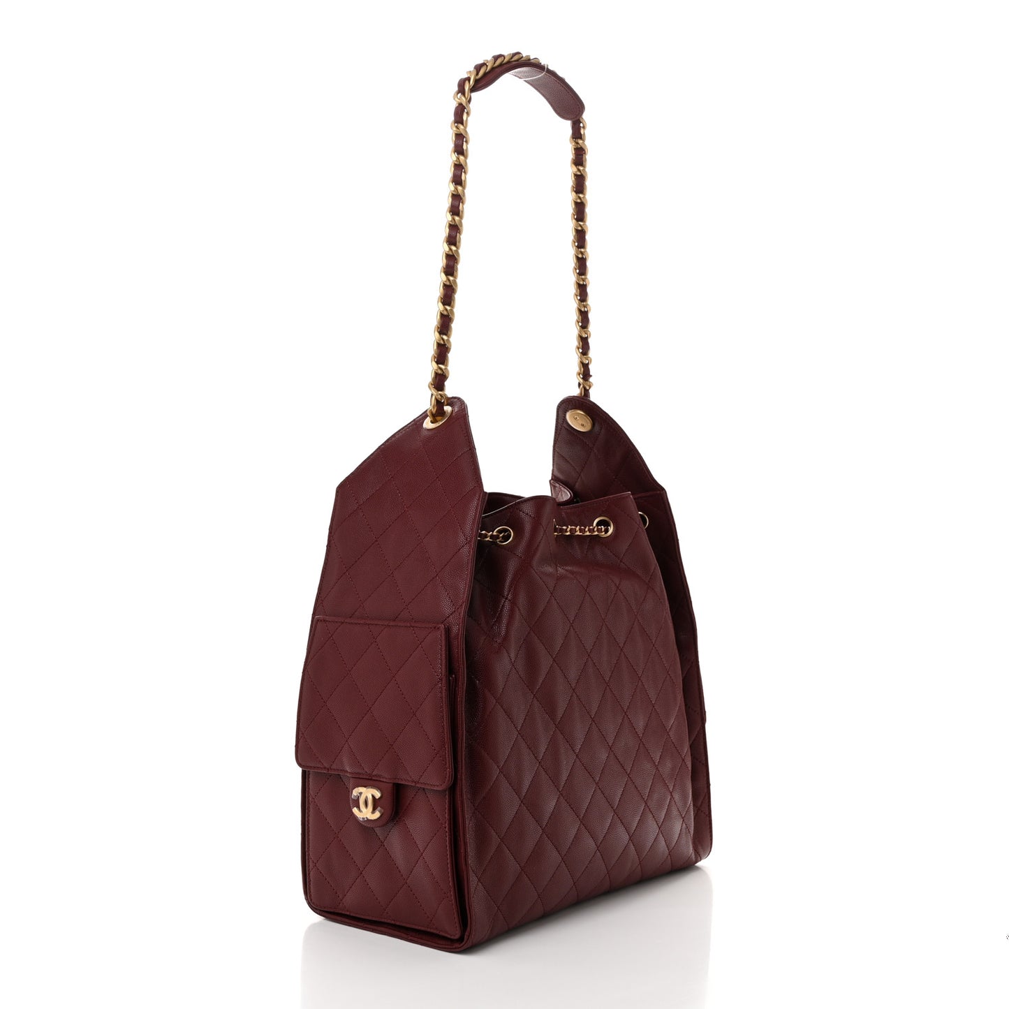 Caviar Quilted Medium Chanel 25 Handbag Burgundy