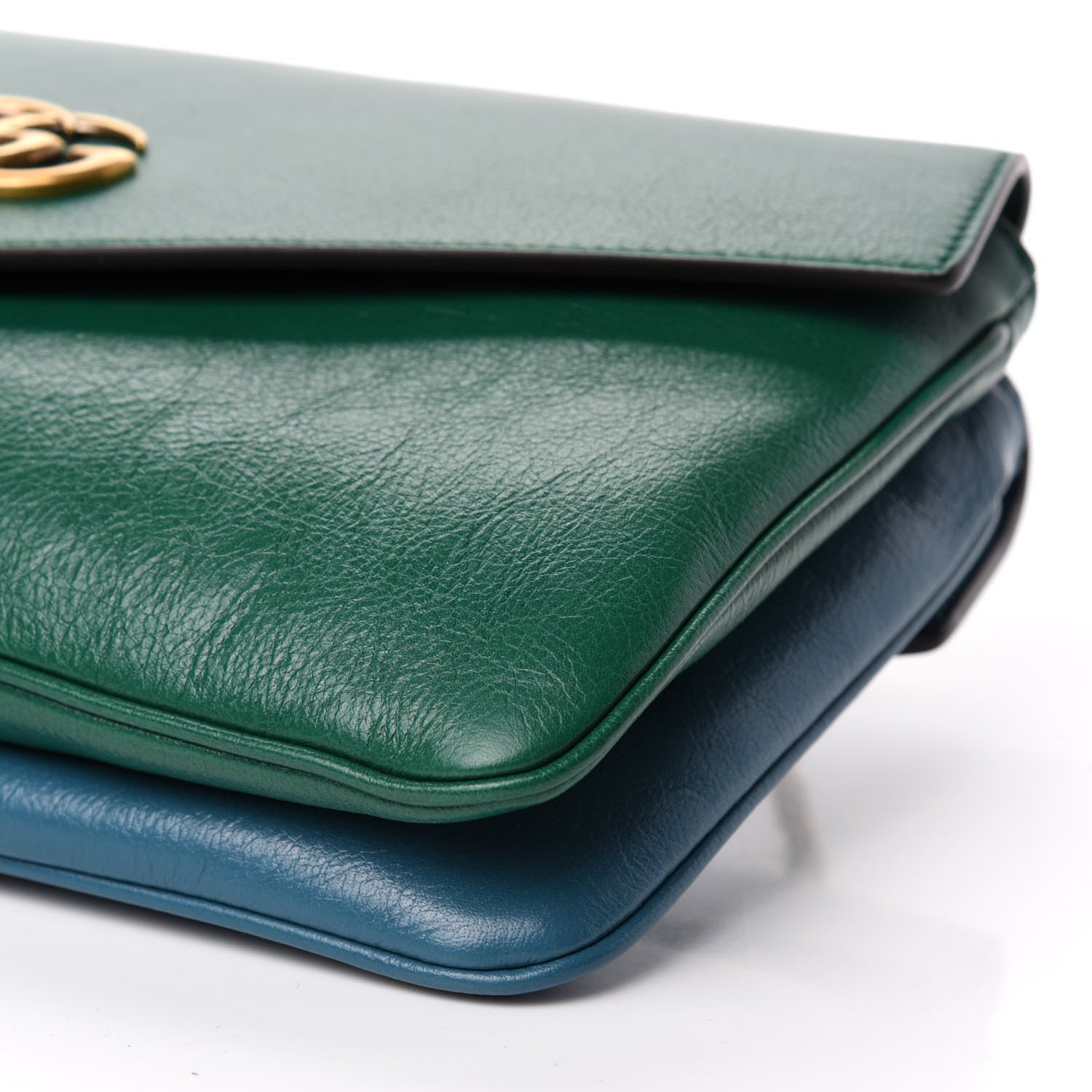 Gucci Calfskin Medium Thiara Double Envelope Shoulder Bag Blue Green 8 of 11