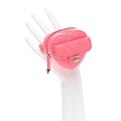 Chanel Lambskin Quilted CC In Love Heart Zipped Arm Coin Purse Pink 2 of 8