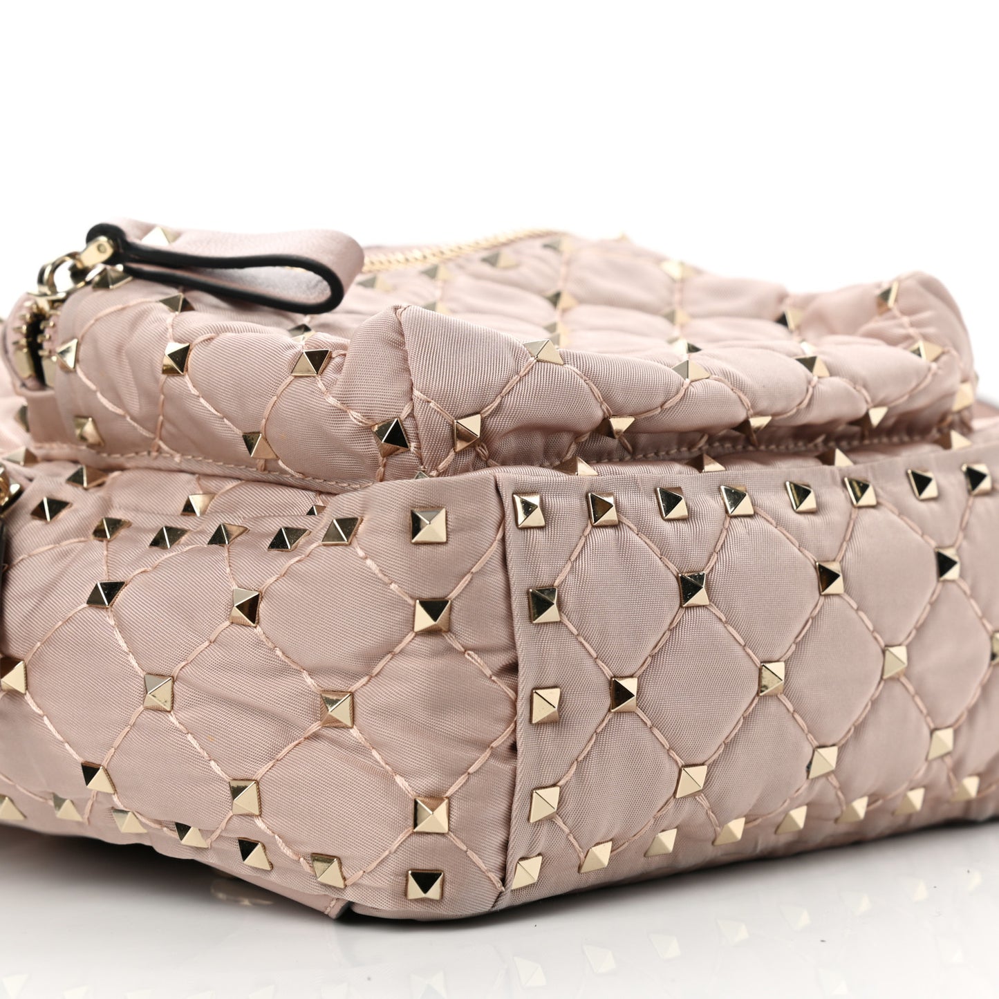 Nylon Quilted Mini Rockstud Spike Backpack Dusty Rose