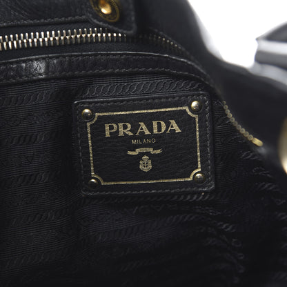 Prada Vitello Daino Side Pocket Tote Black 9 of 16