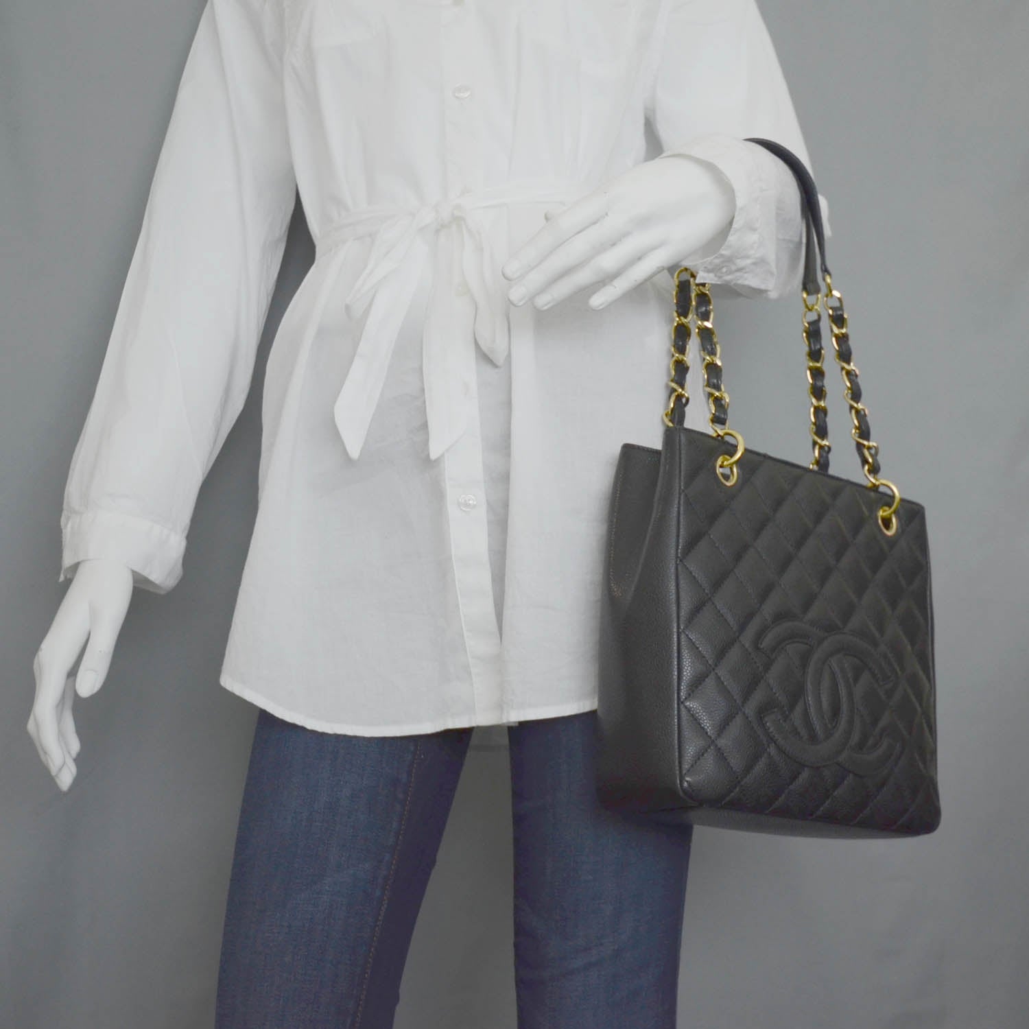 Chanel Caviar Petit Shopping Tote PST Black GHW 2 of 11