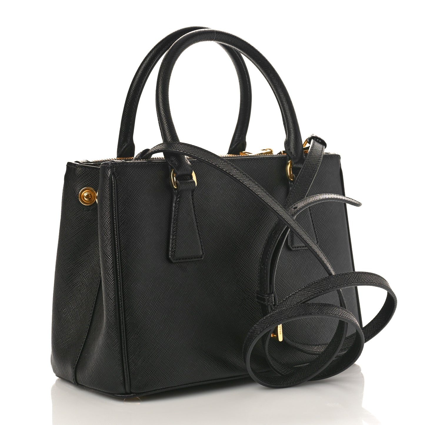 Saffiano Small Galleria Double Zip Tote Black