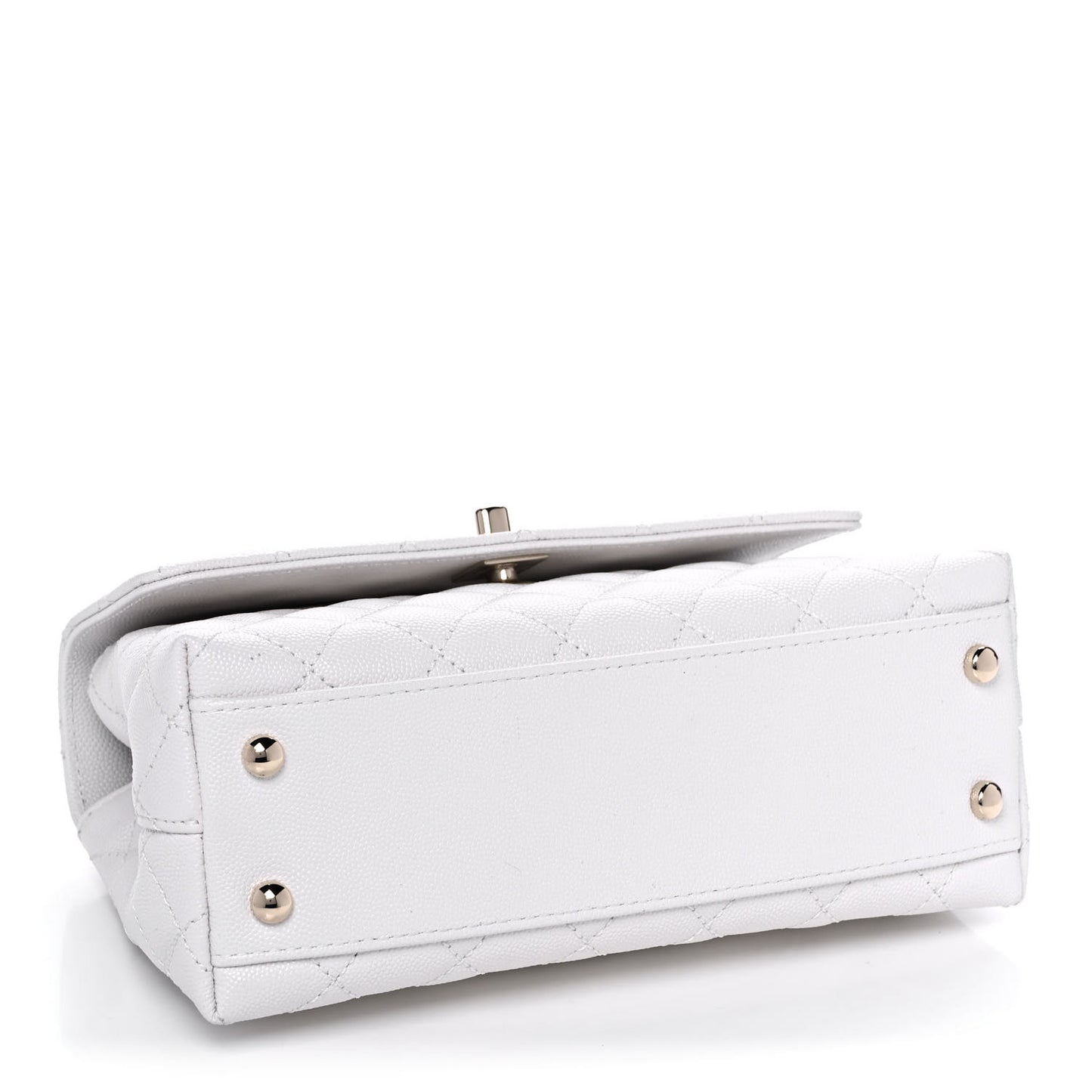 Caviar Quilted Mini Coco Handle Flap White