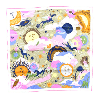 Hermes Silk Au Royaume d'Helios Scarf 70 Vert Amande Parme Ocre 1 of 5