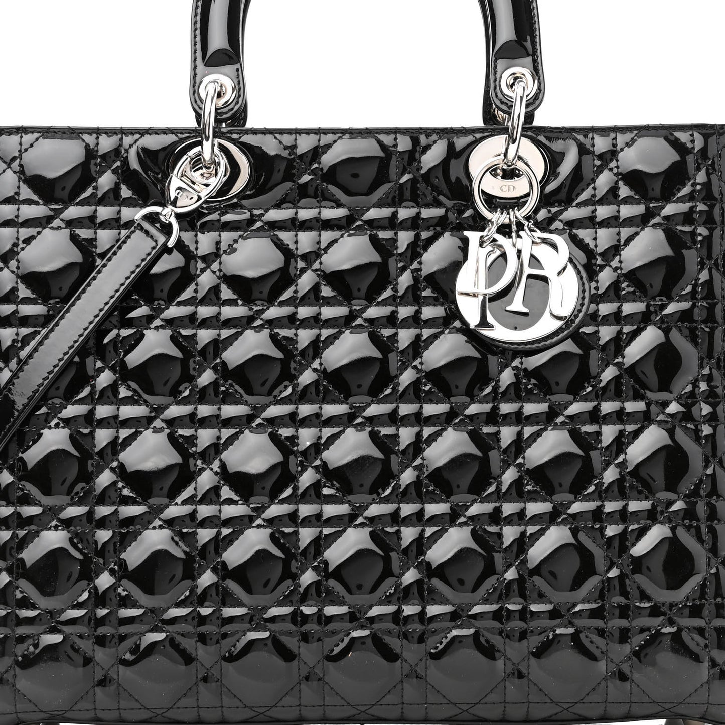 Patent Cannage Large Lady Dior Black