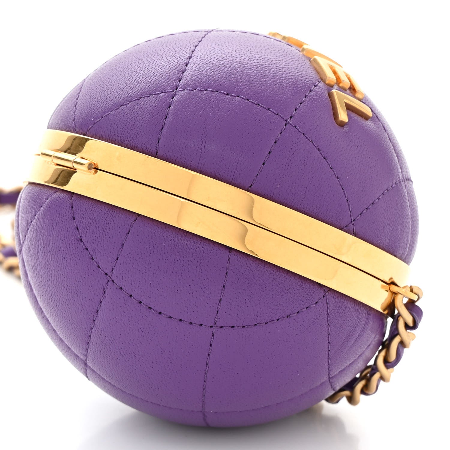 Chanel Lambskin CC Minaudiere Sphere Chain Clutch Purple 10 of 10