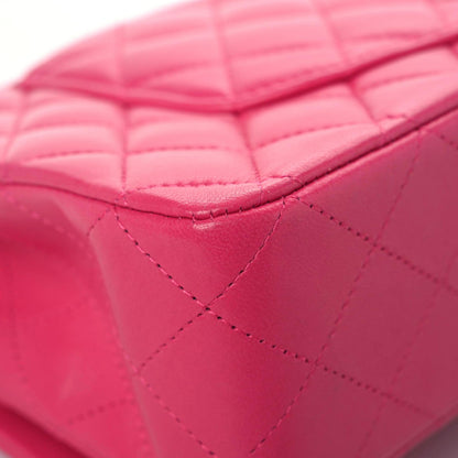 Chanel Lambskin Quilted Medium Double Flap Dark Pink 7 of 11