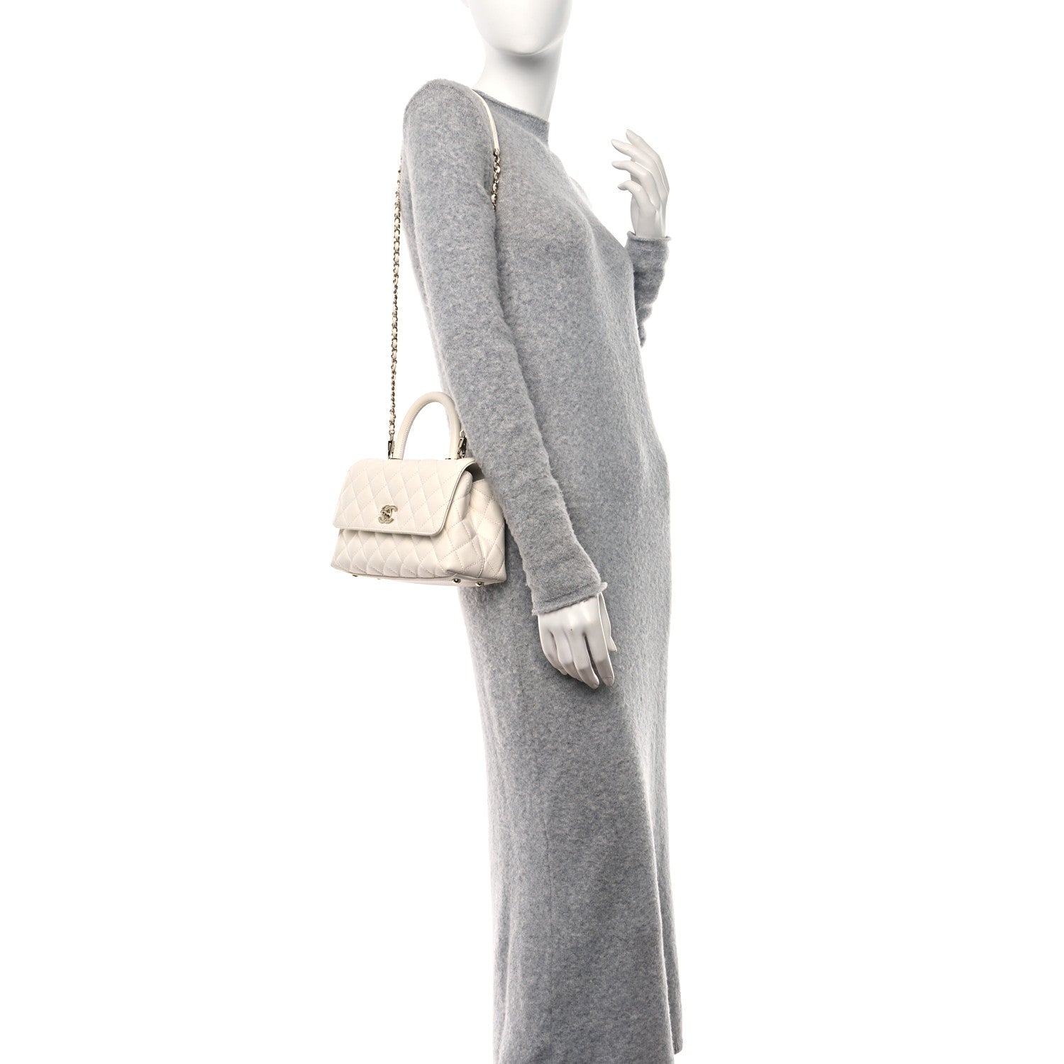 Chanel Caviar Quilted Mini Coco Handle Flap White 2 of 13