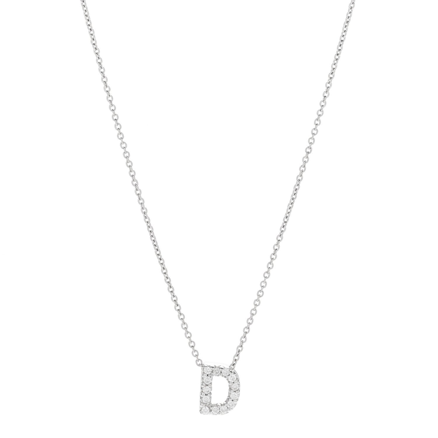 Roberto Coin 18K White Gold Diamond Love Letter D Pendant Necklace 1 of 8