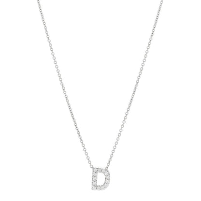 Roberto Coin 18K White Gold Diamond Love Letter D Pendant Necklace 1 of 8