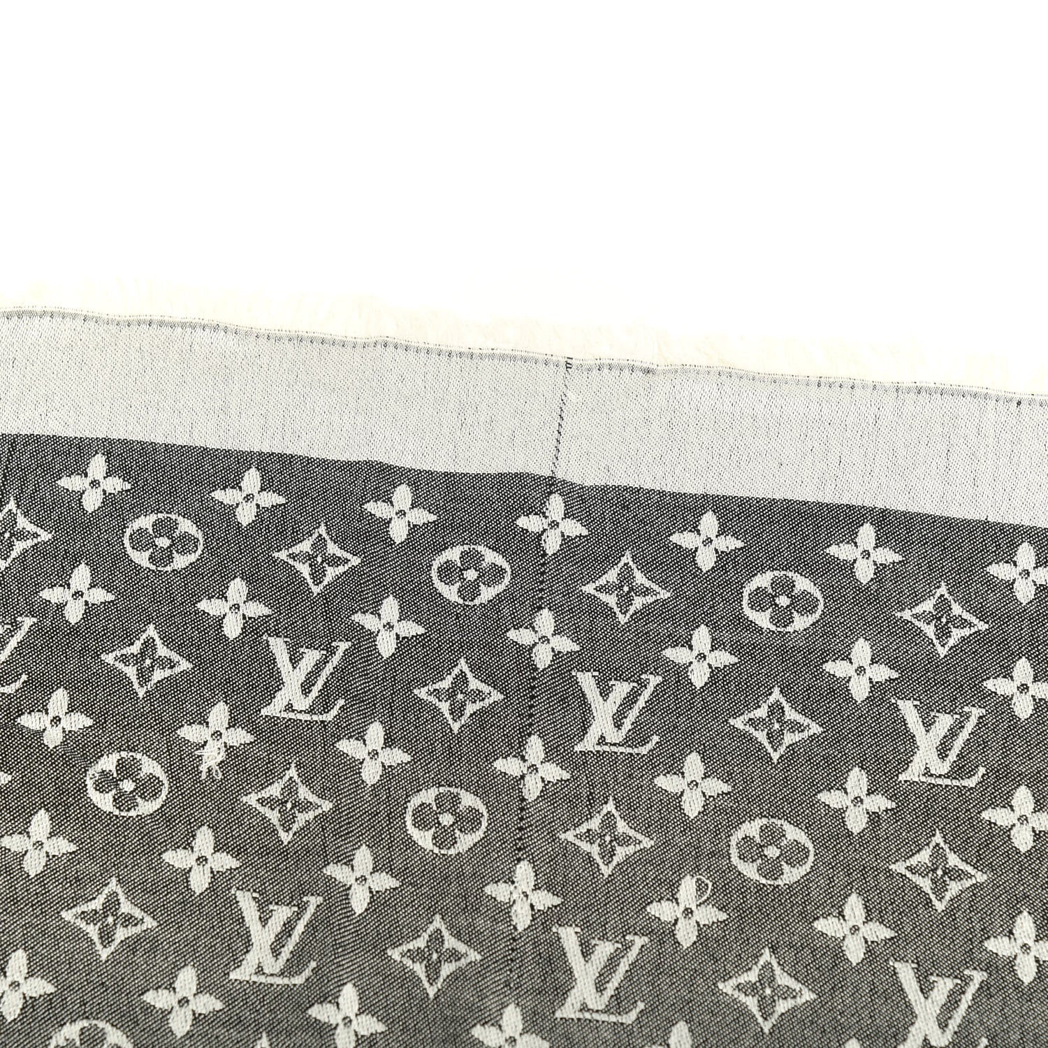 Louis Vuitton Silk Wool Monogram Denim Shawl Black 3 of 6