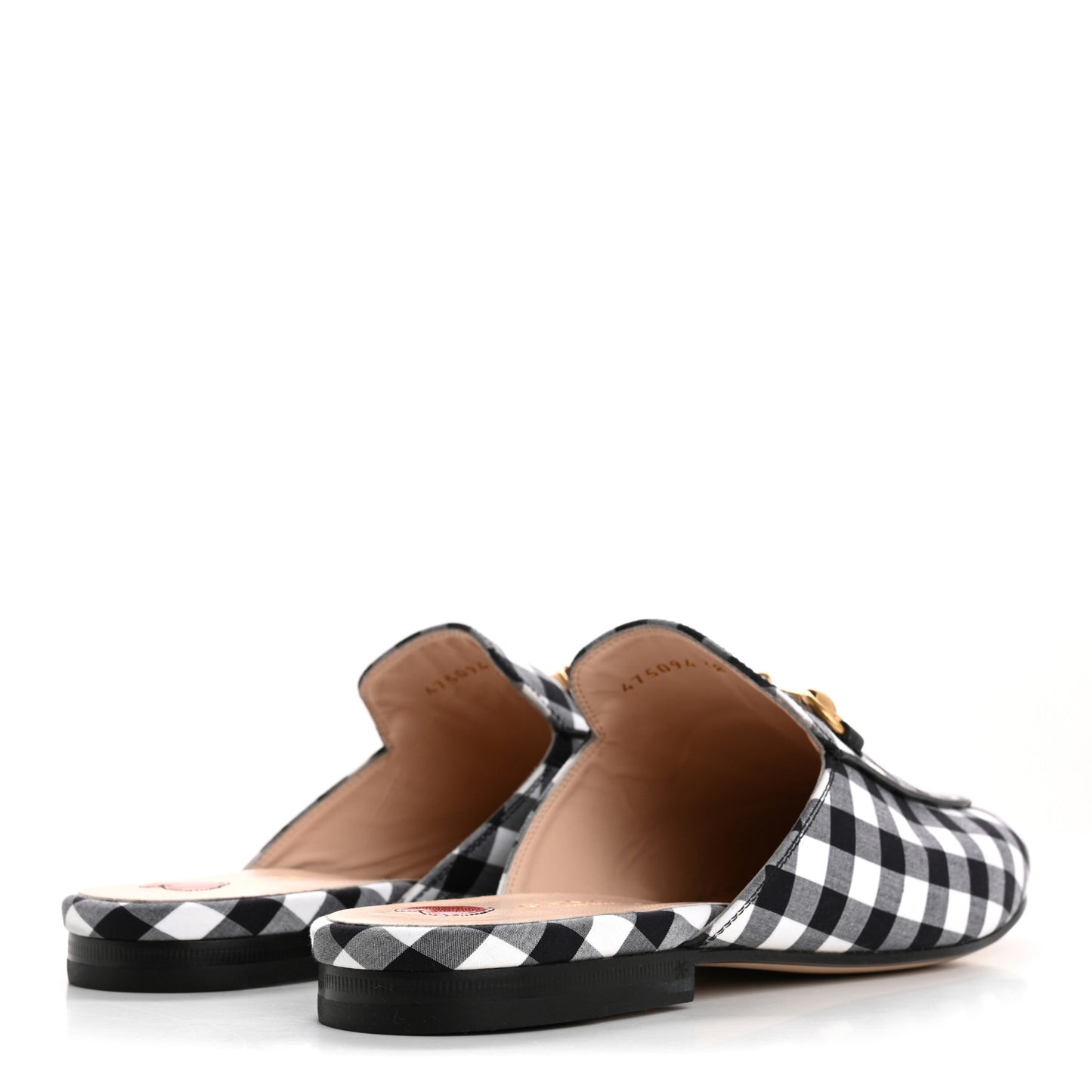 Cotton Gingham Womens Princetown Slippers 38 White Black