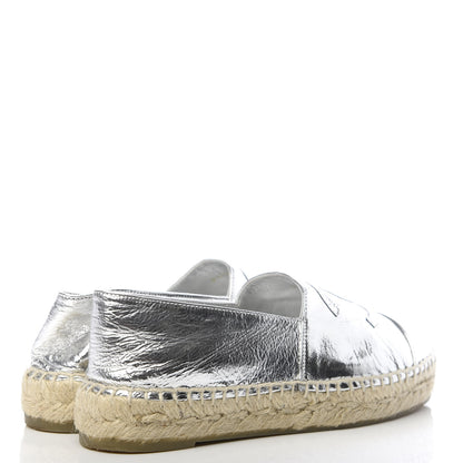 Chanel Laminated Goatskin CC Espadrilles 35 Silver 4 of 10