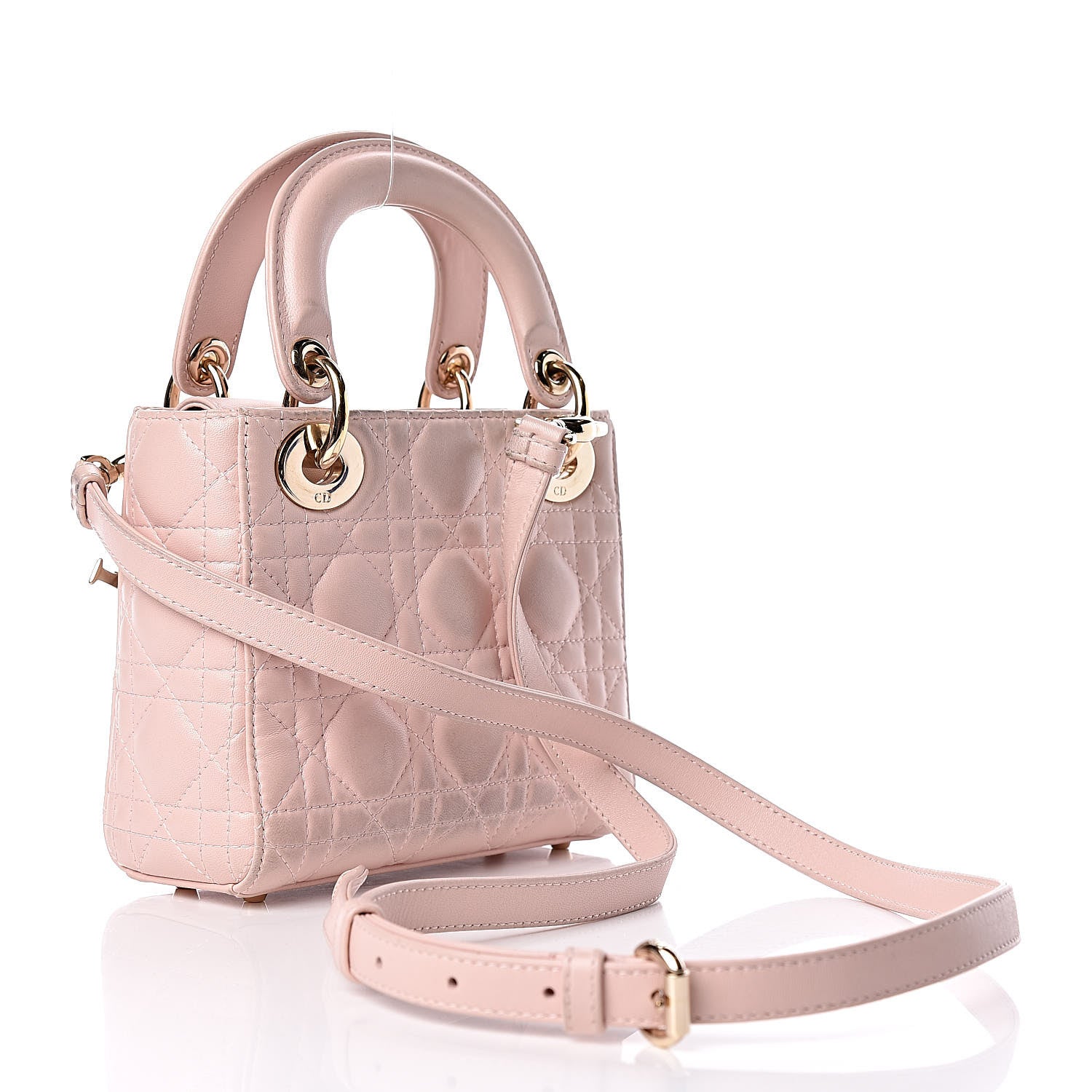 Christian Dior Lambskin Cannage Mini Lady Dior Rose Poudre 3 of 20