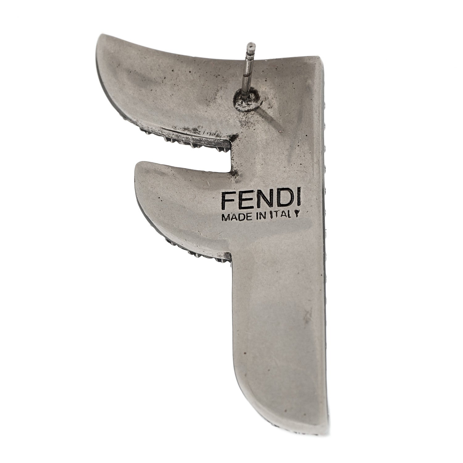 Fendi Metal Crystal FF Stud Earrings Silver 4 of 4