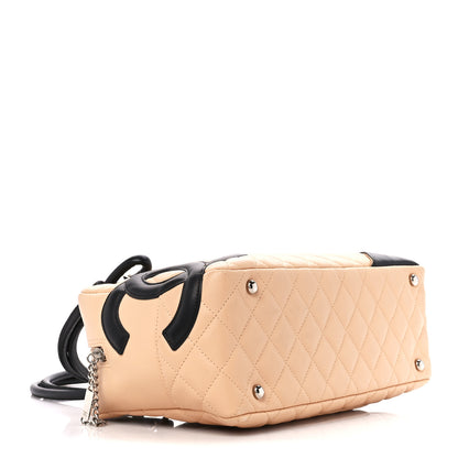 Chanel Calfskin Quilted Large Cambon Bowler Beige Black 4 of 10