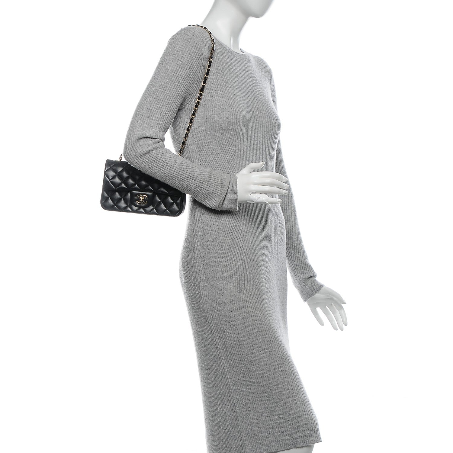Chanel Lambskin Quilted Mini Rectangular Flap Black 2 of 7