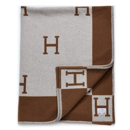 Hermes Wool Cashmere New Classic Avalon Blanket Ecru Camel 3 of 4