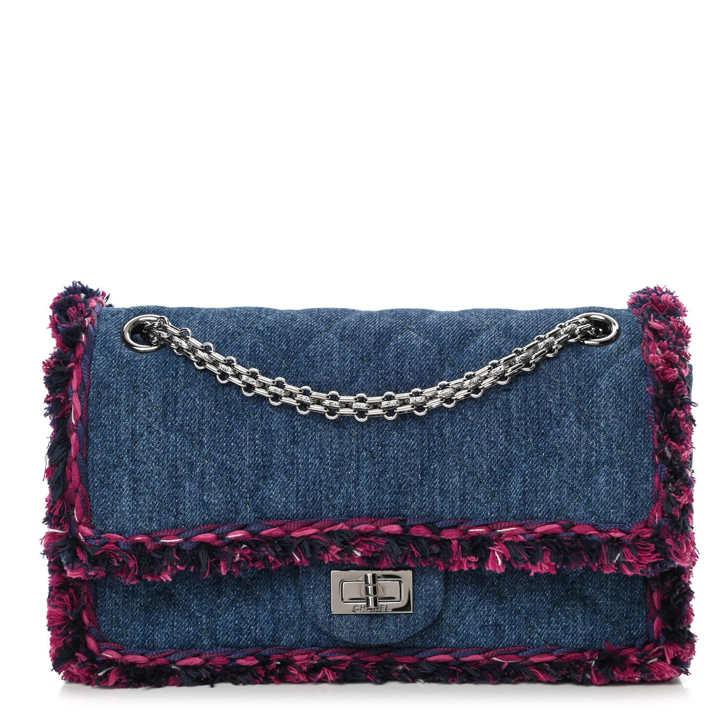 Chanel Denim Tweed 2.55 Reissue 225 Flap Blue Dark Pink 1 of 9