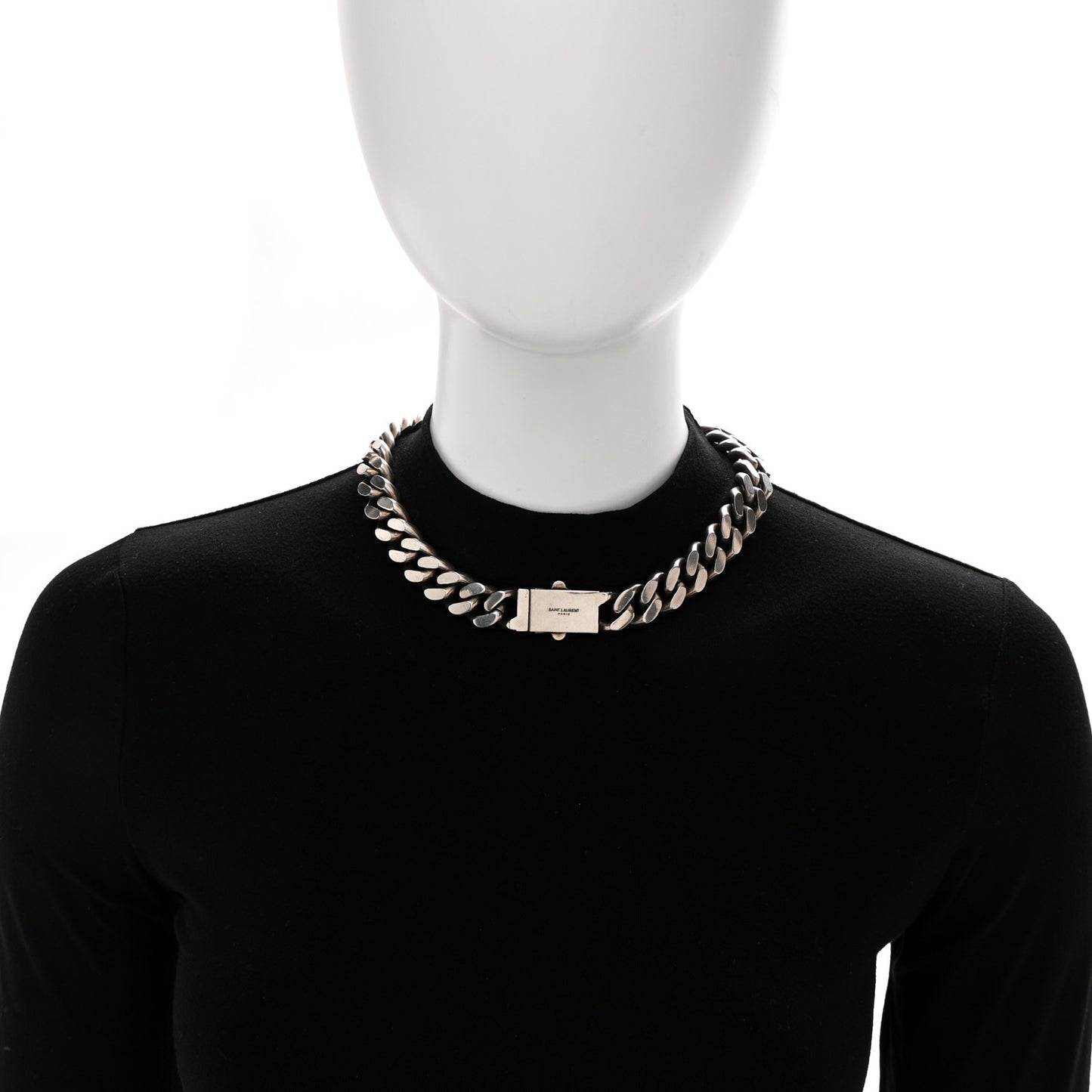 Metal Curb Chain Necklace Oxidized Silver