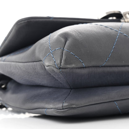 Chanel Washed Calfskin Diamond Stitch Hamptons Clutch With Chain Blue 9 of 12