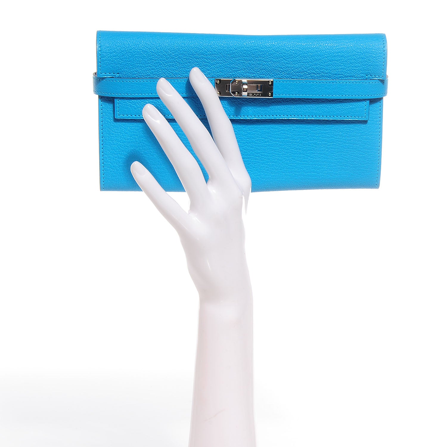 Hermes Chèvre Mysore Kelly Longue Wallet Bleu Azteque 2 of 15