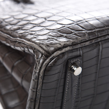 Hermes Matte Niloticus Crocodile Birkin 30 Gris Elephant 36 of 45